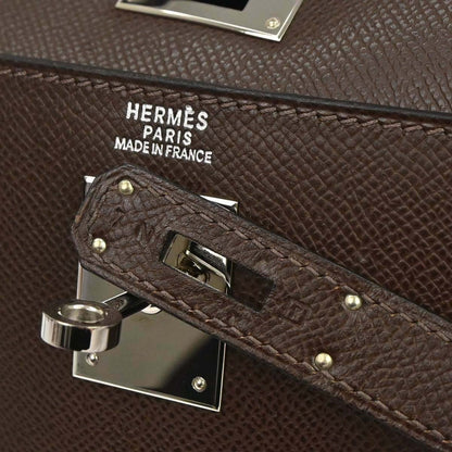 Hermes Chocolat Epsom Kelly 32 Sellier 2way Shoulder Handbag
