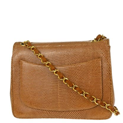 Chanel * 1989-1991 Brown Lizard Mini Classic Square Flap Shoulder Bag 17