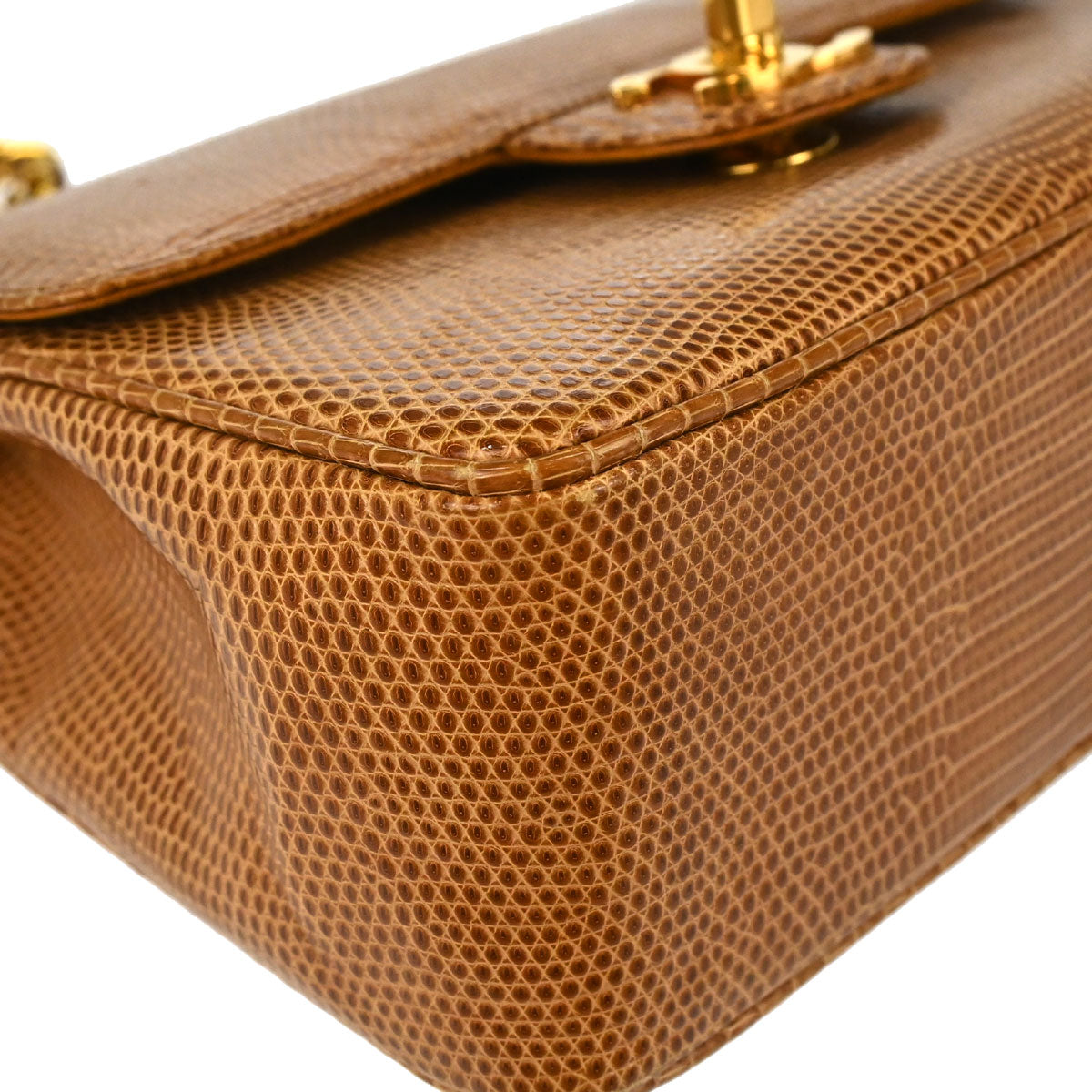 Chanel * 1989-1991 Brown Lizard Mini Classic Square Flap Shoulder Bag 17