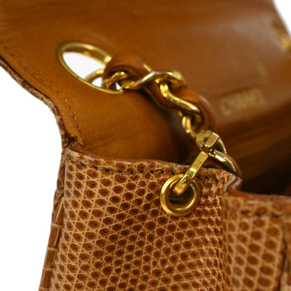 Chanel * 1989-1991 Brown Lizard Mini Classic Square Flap Shoulder Bag 17
