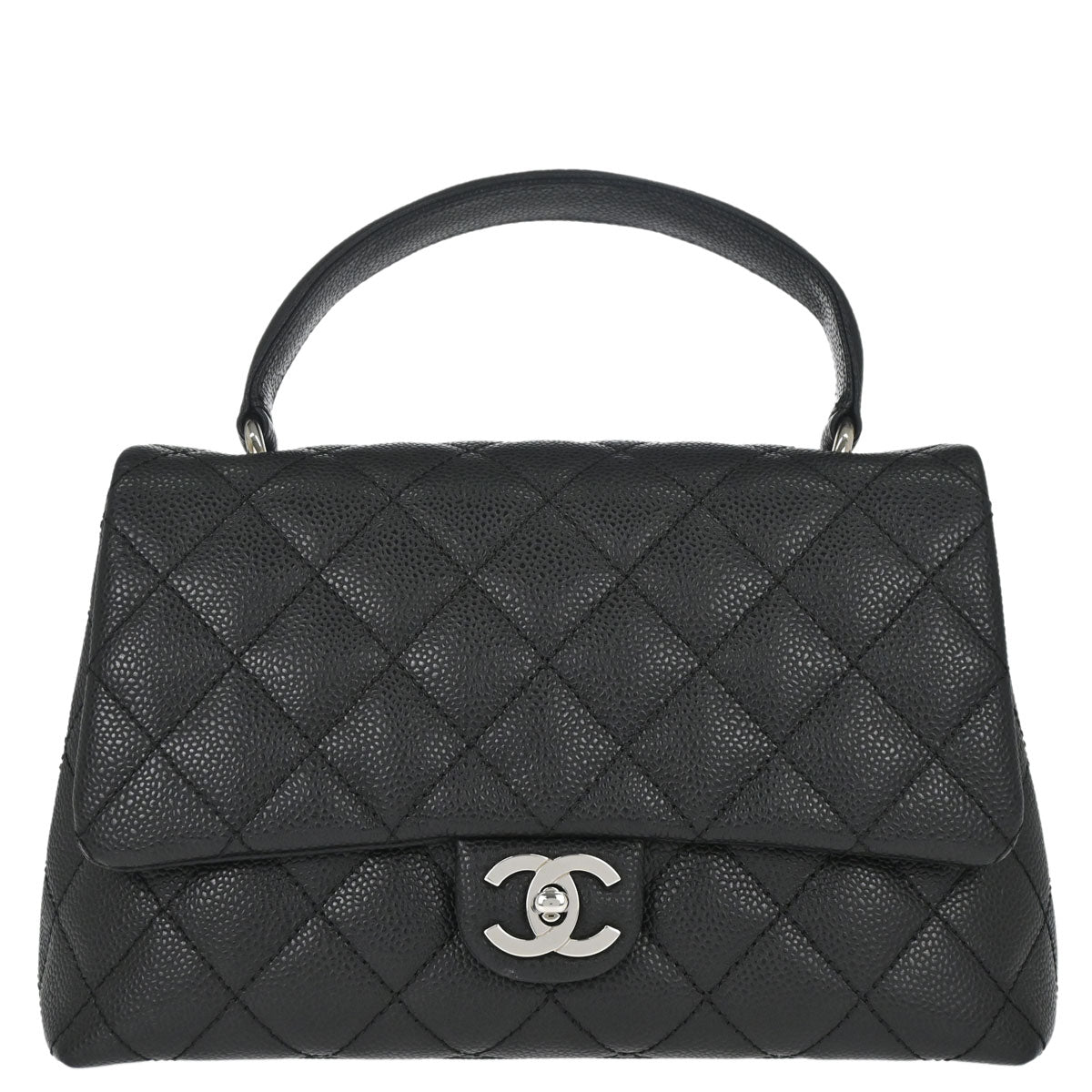 Chanel 2006-2008 Black Caviar Skin Top Handle Handbag