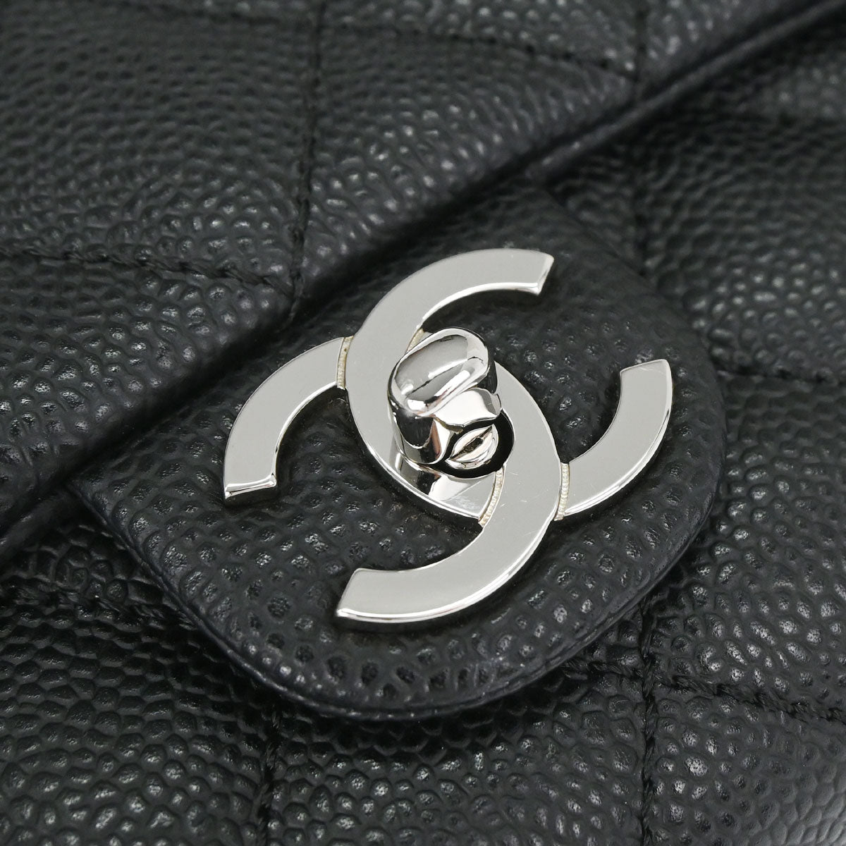 Chanel 2006-2008 Black Caviar Skin Top Handle Handbag