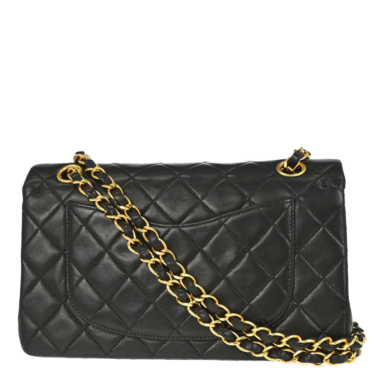 Chanel 1996-1997 Black Lambskin Small Classic Double Flap Shoulder Bag