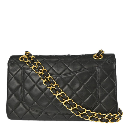 Chanel 1996-1997 Black Lambskin Small Classic Double Flap Shoulder Bag