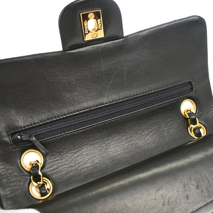 Chanel 1996-1997 Black Lambskin Small Classic Double Flap Shoulder Bag