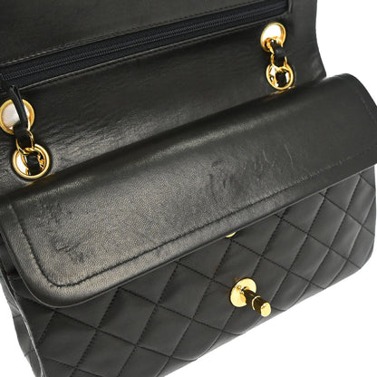 Chanel 1996-1997 Black Lambskin Small Classic Double Flap Shoulder Bag