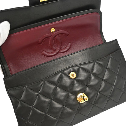 Chanel 1996-1997 Black Lambskin Small Classic Double Flap Shoulder Bag
