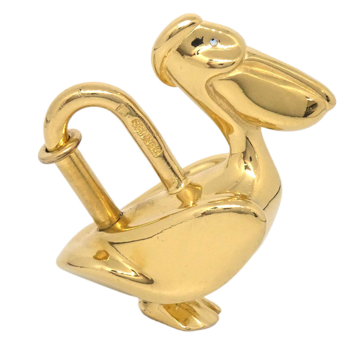 Hermes Pelican Motif 1992 Limited Cadena Padlock Gold Bag Charm
