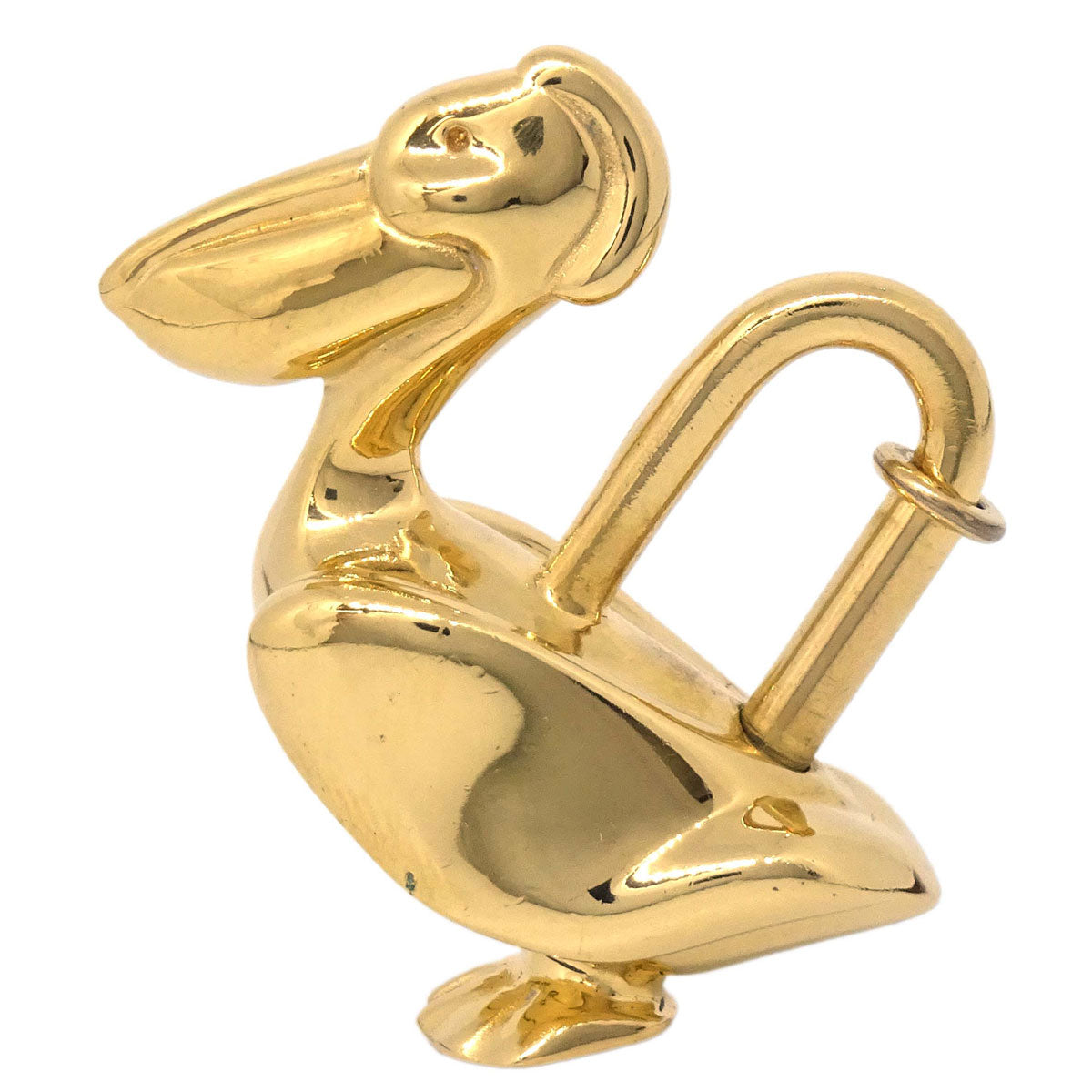 Hermes Pelican Motif 1992 Limited Cadena Padlock Gold Bag Charm