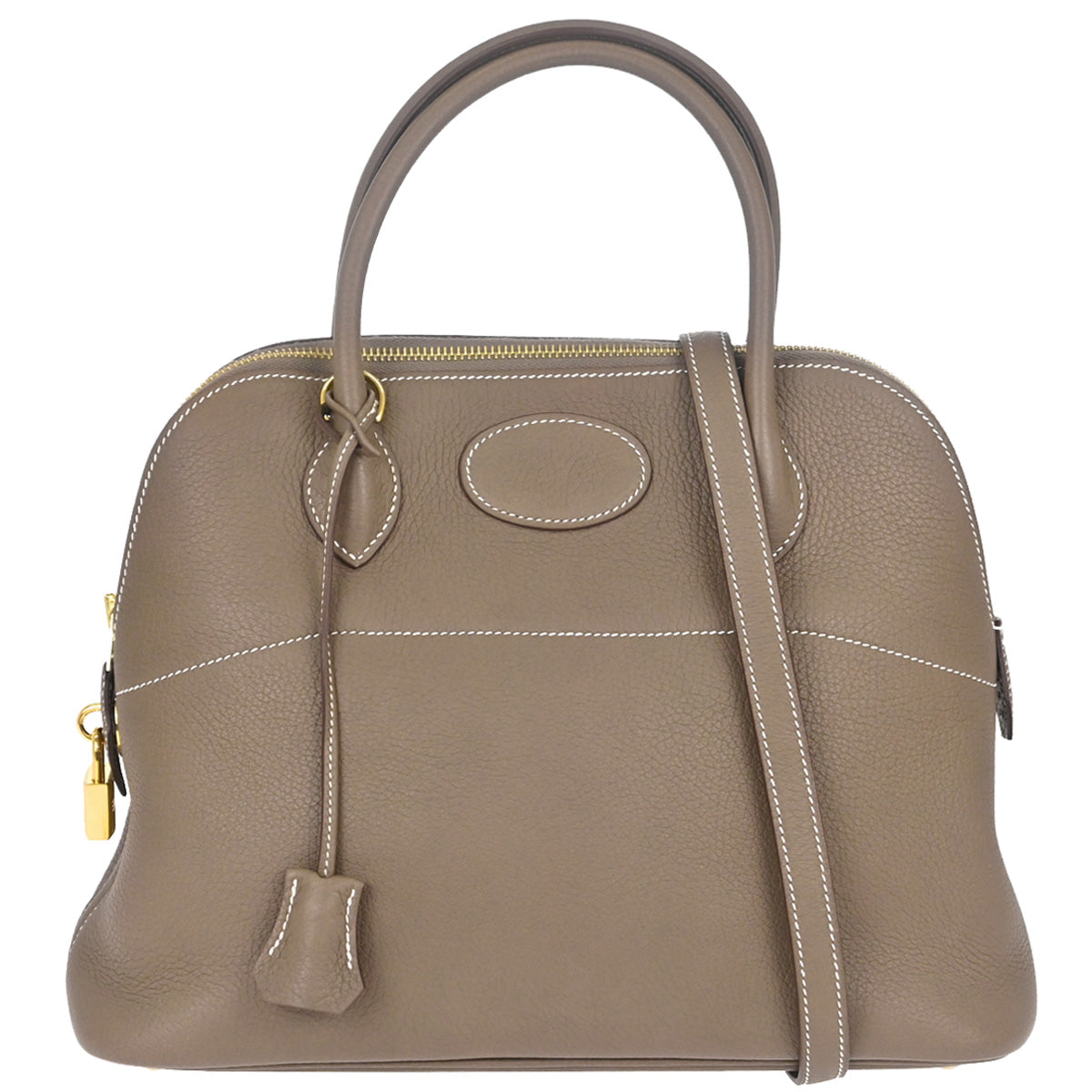Hermes Etoupe Taurillon Clemence Bolide 31 2way Shoulder Handbag