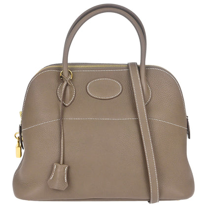 Hermes Etoupe Taurillon Clemence Bolide 31 2way Shoulder Handbag