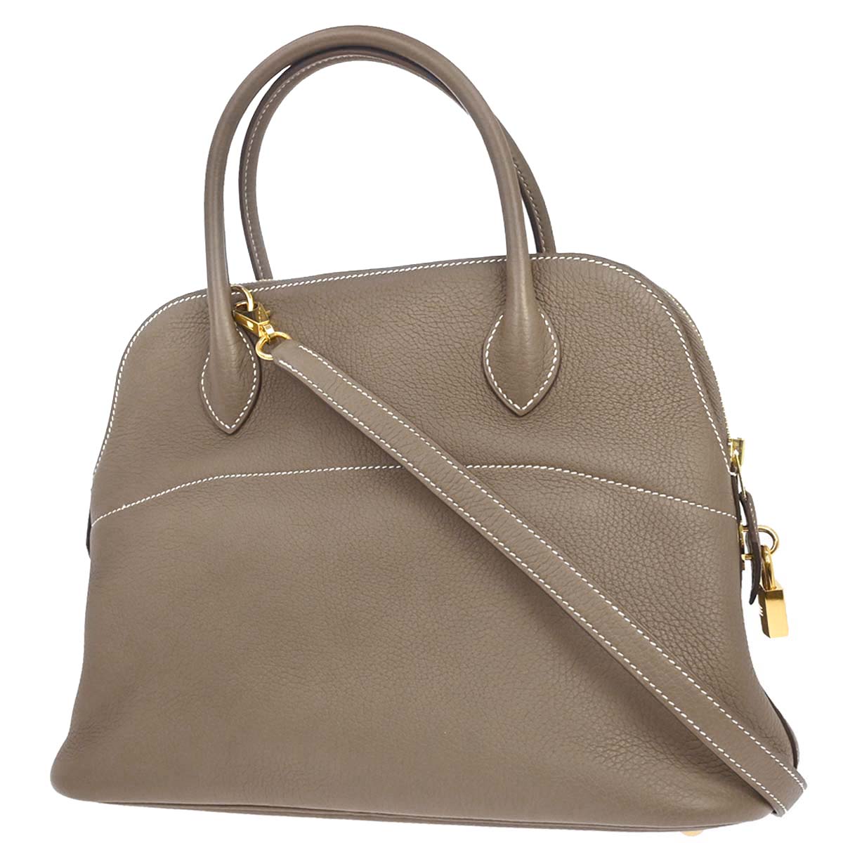Hermes Etoupe Taurillon Clemence Bolide 31 2way Shoulder Handbag