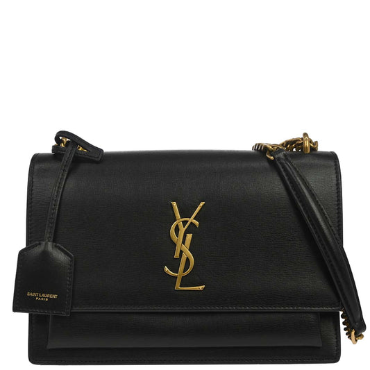 Saint Laurent Black Calfskin Sunset Shoulder Bag