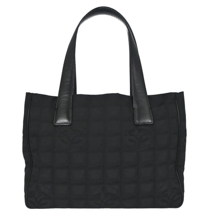 Chanel 2003-2004 Black Nylon Jacquard Travel Line Tote Bag