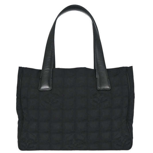 Chanel 2003-2004 Black Nylon Jacquard Travel Line Tote Bag