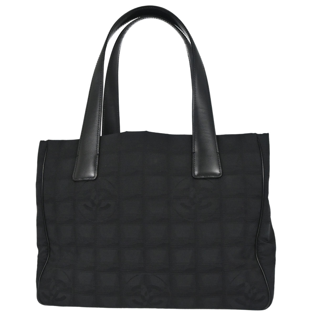 Chanel 2003-2004 Black Nylon Jacquard Travel Line Tote Bag