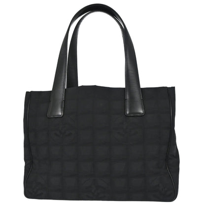 Chanel 2003-2004 Black Nylon Jacquard Travel Line Tote Bag