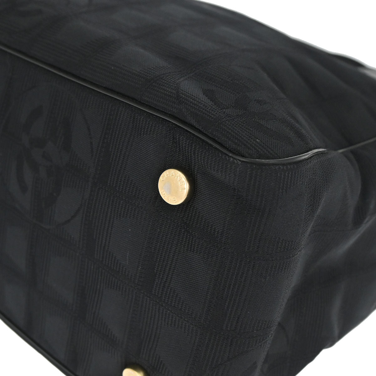 Chanel 2003-2004 Black Nylon Jacquard Travel Line Tote Bag