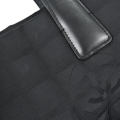 Chanel 2003-2004 Black Nylon Jacquard Travel Line Tote Bag