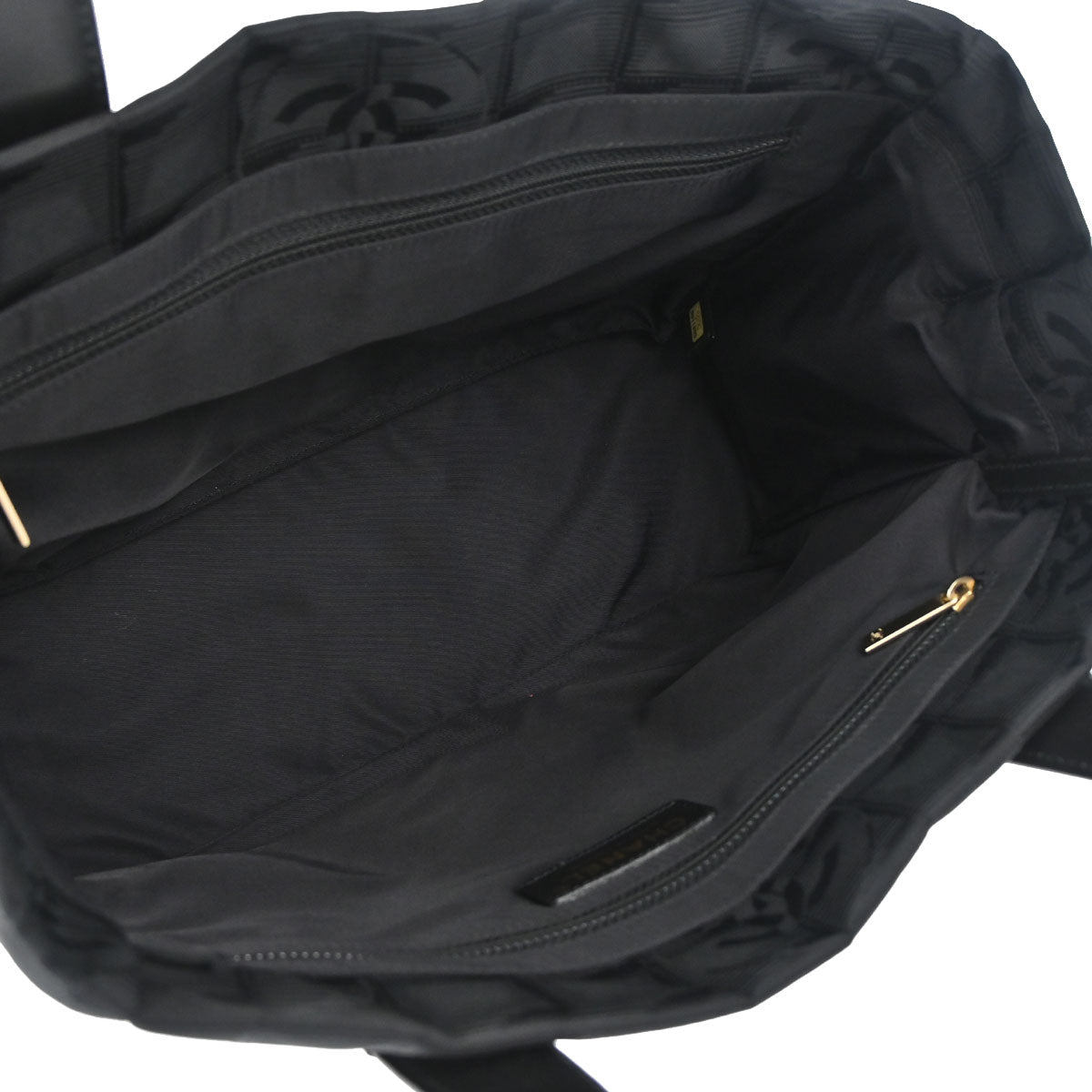 Chanel 2003-2004 Black Nylon Jacquard Travel Line Tote Bag