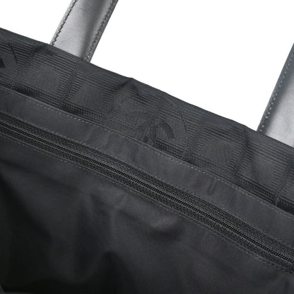Chanel 2003-2004 Black Nylon Jacquard Travel Line Tote Bag