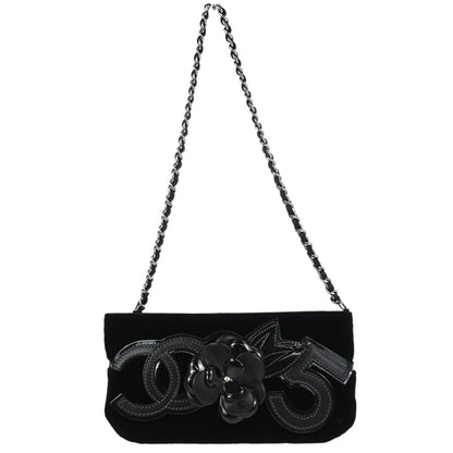 Chanel 2005-2006 Black Velvet Camellia No.5 CC Handbag