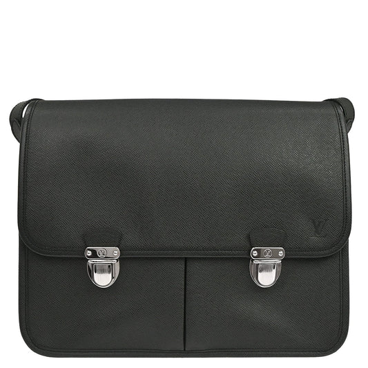 Louis Vuitton 2008 Black Taiga Alexei Messenger Shoulder Bag M32472