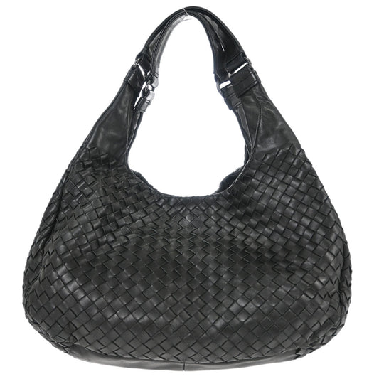 Bottega Veneta Black Lambskin Intrecciato Hobo Handbag