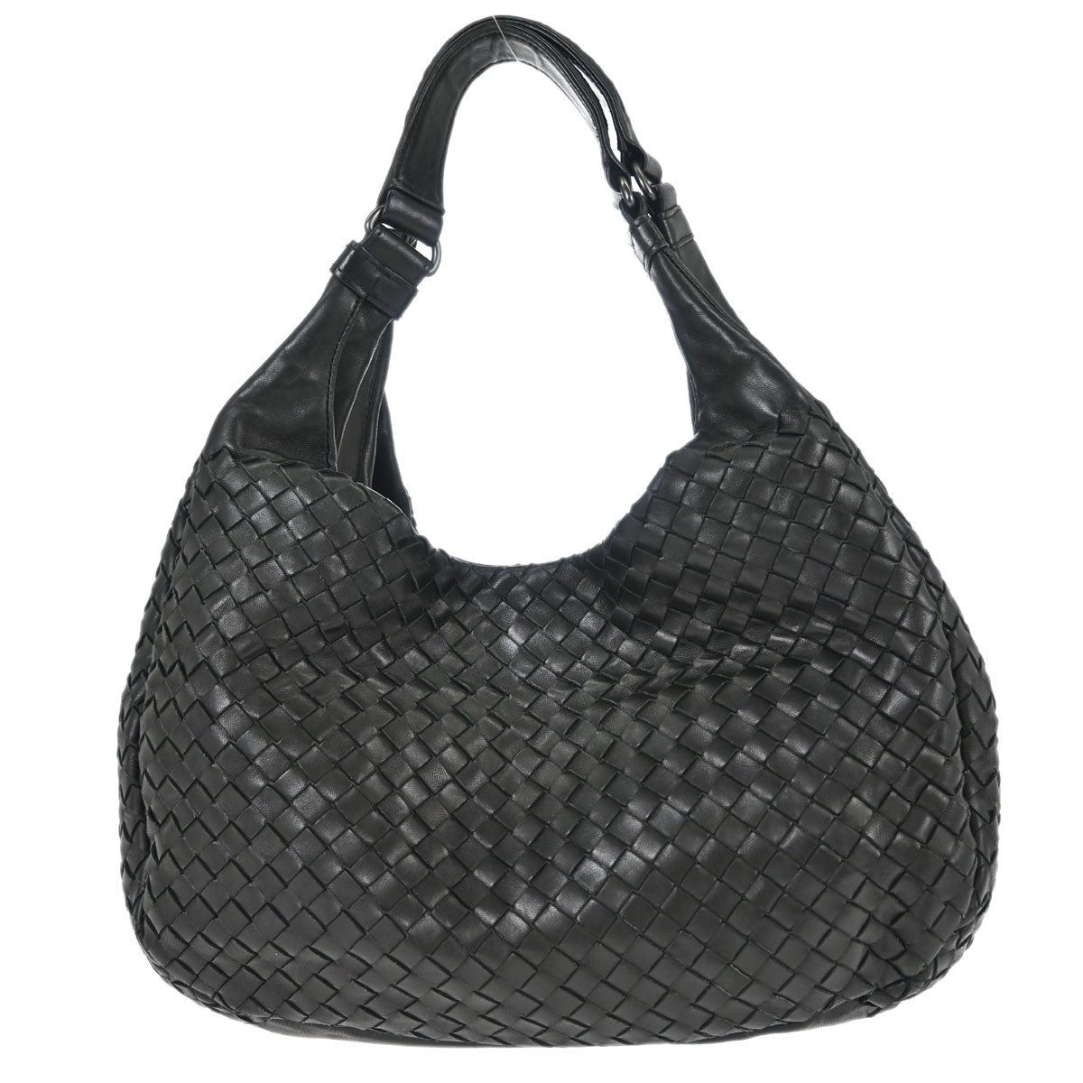 Bottega Veneta Black Lambskin Intrecciato Hobo Handbag