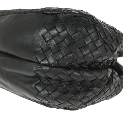 Bottega Veneta Black Lambskin Intrecciato Hobo Handbag