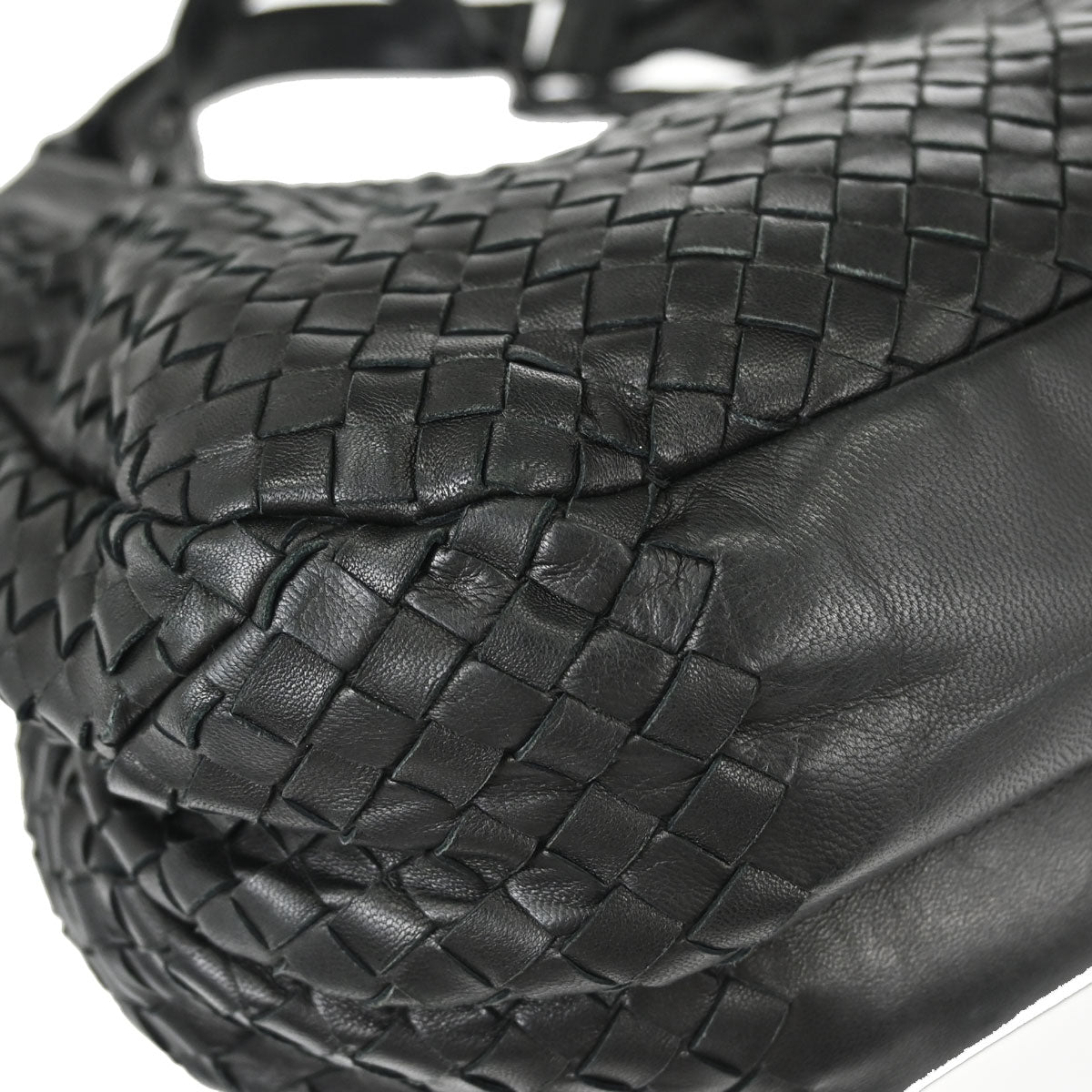 Bottega Veneta Black Lambskin Intrecciato Hobo Handbag