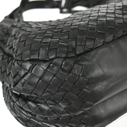 Bottega Veneta Black Lambskin Intrecciato Hobo Handbag