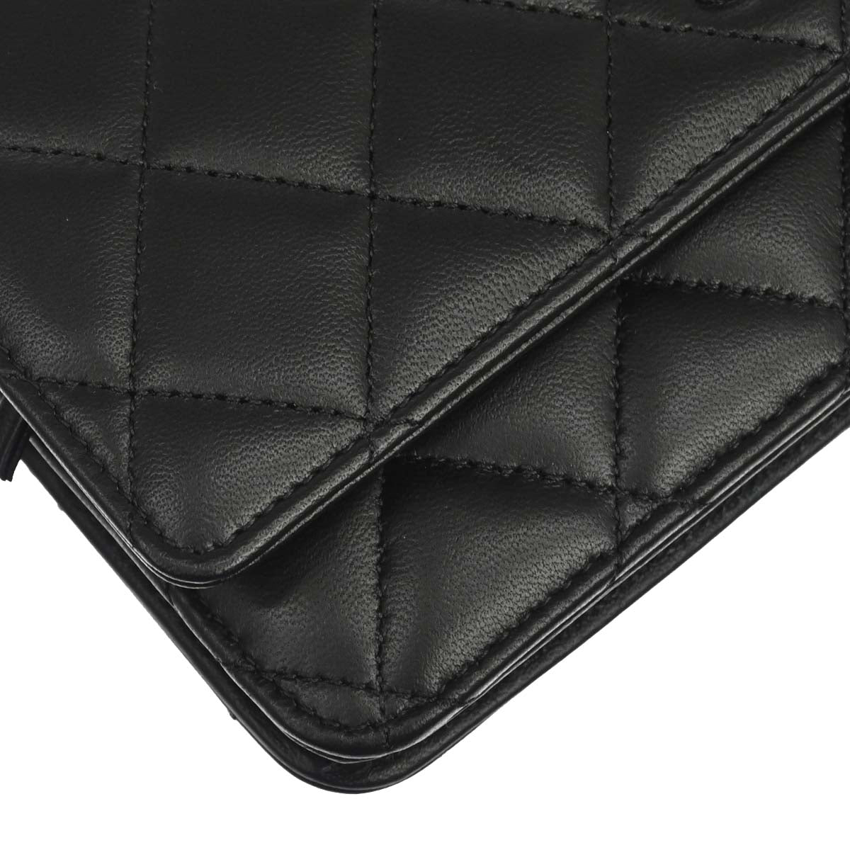 Chanel 2013-2014 Black Lambskin Classic WOC Wallet on Chain Bag