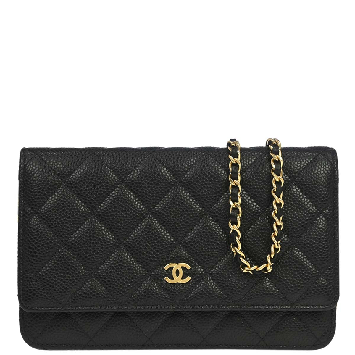Chanel 2019 Black Caviar Skin Classic WOC Wallet on Chain Bag