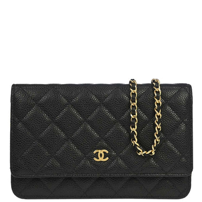 Chanel 2019 Black Caviar Skin Classic WOC Wallet on Chain Bag