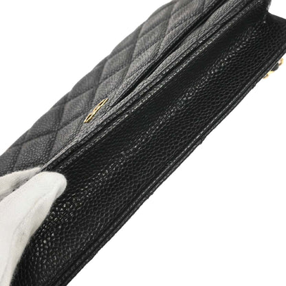Chanel 2019 Black Caviar Skin Classic WOC Wallet on Chain Bag