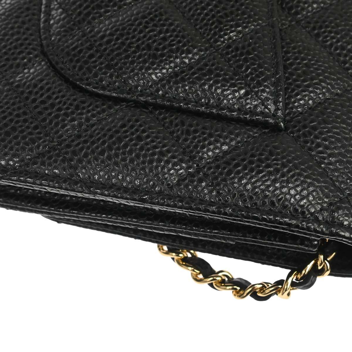 Chanel 2019 Black Caviar Skin Classic WOC Wallet on Chain Bag