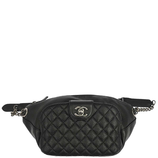 Chanel 2016-2017 Black Calfskin Waist Bum Bag