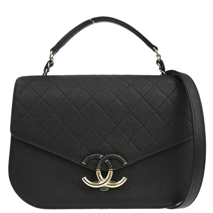 Chanel 2017 Black Caviar Skin Coco Cuba 2way Shoulder Handbag