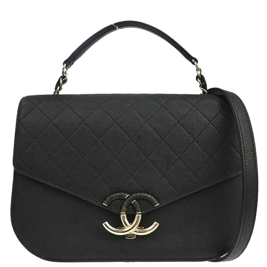 Chanel 2017 Black Caviar Skin Coco Cuba 2way Shoulder Handbag