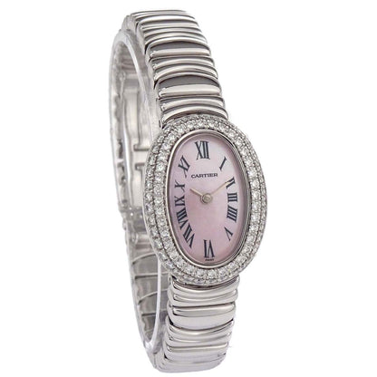 Cartier Mini Baignoire 18mm Ref.2369 Quartz Watch 18KWG Diamond