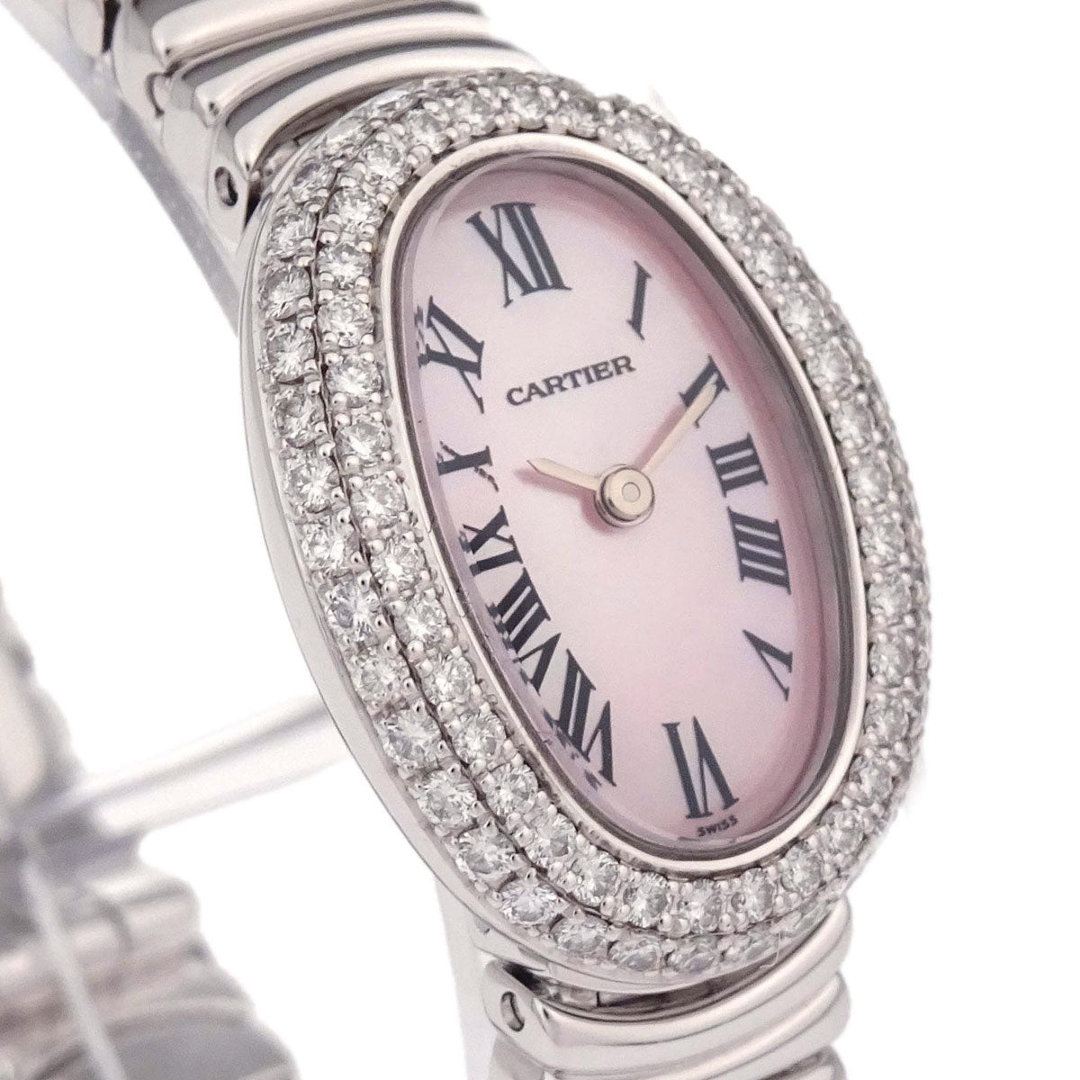 Cartier Mini Baignoire 18mm Ref.2369 Quartz Watch 18KWG Diamond