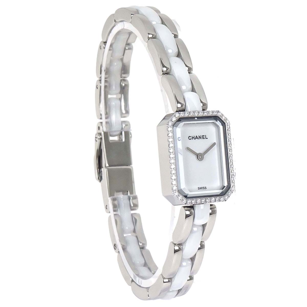 Chanel Premiere 15mm H2132 Quartz Watch Ceramic SS Diamond