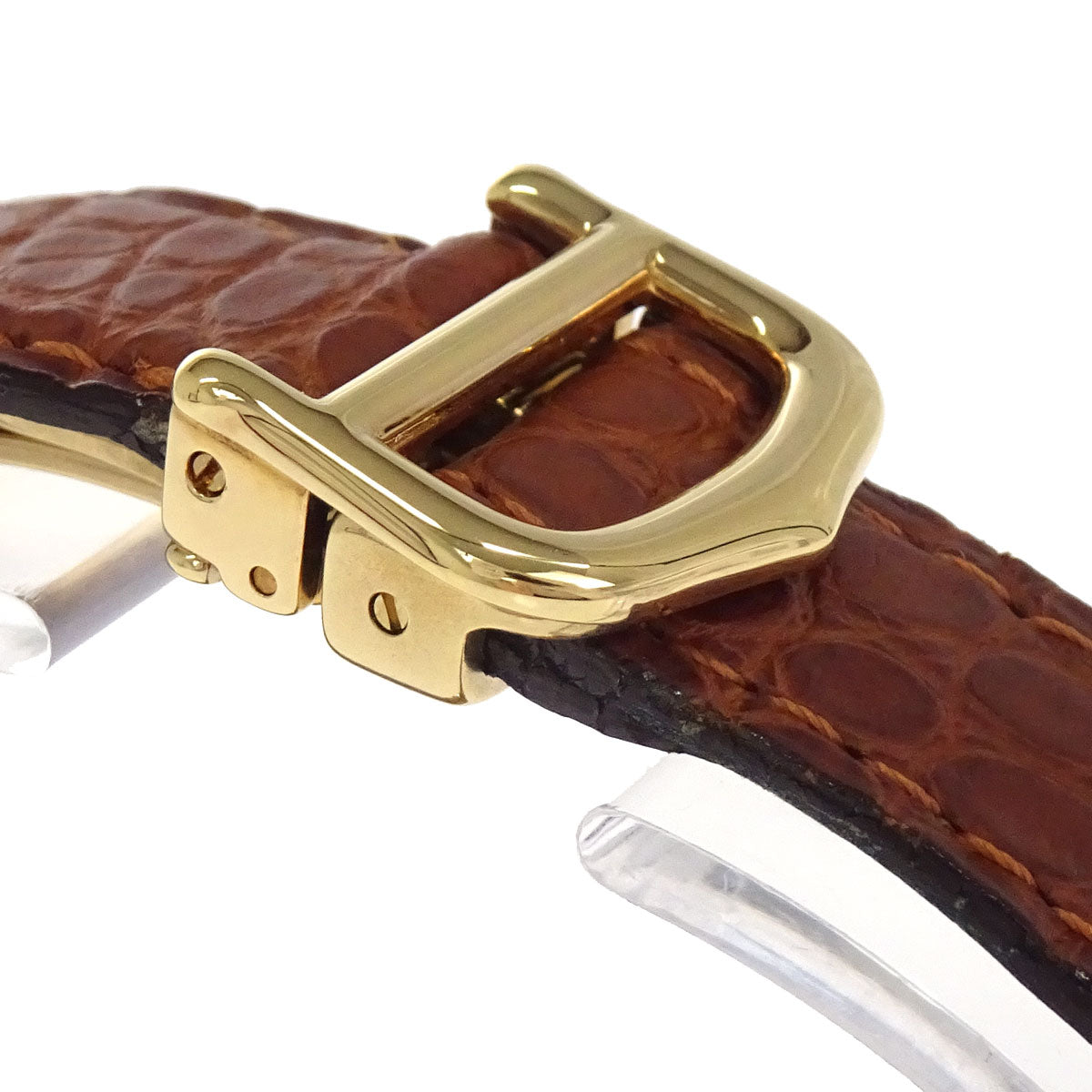 Cartier * Must Tank SM 21mm Ref.2415 Quartz Watch SV925 Crocodile Brown