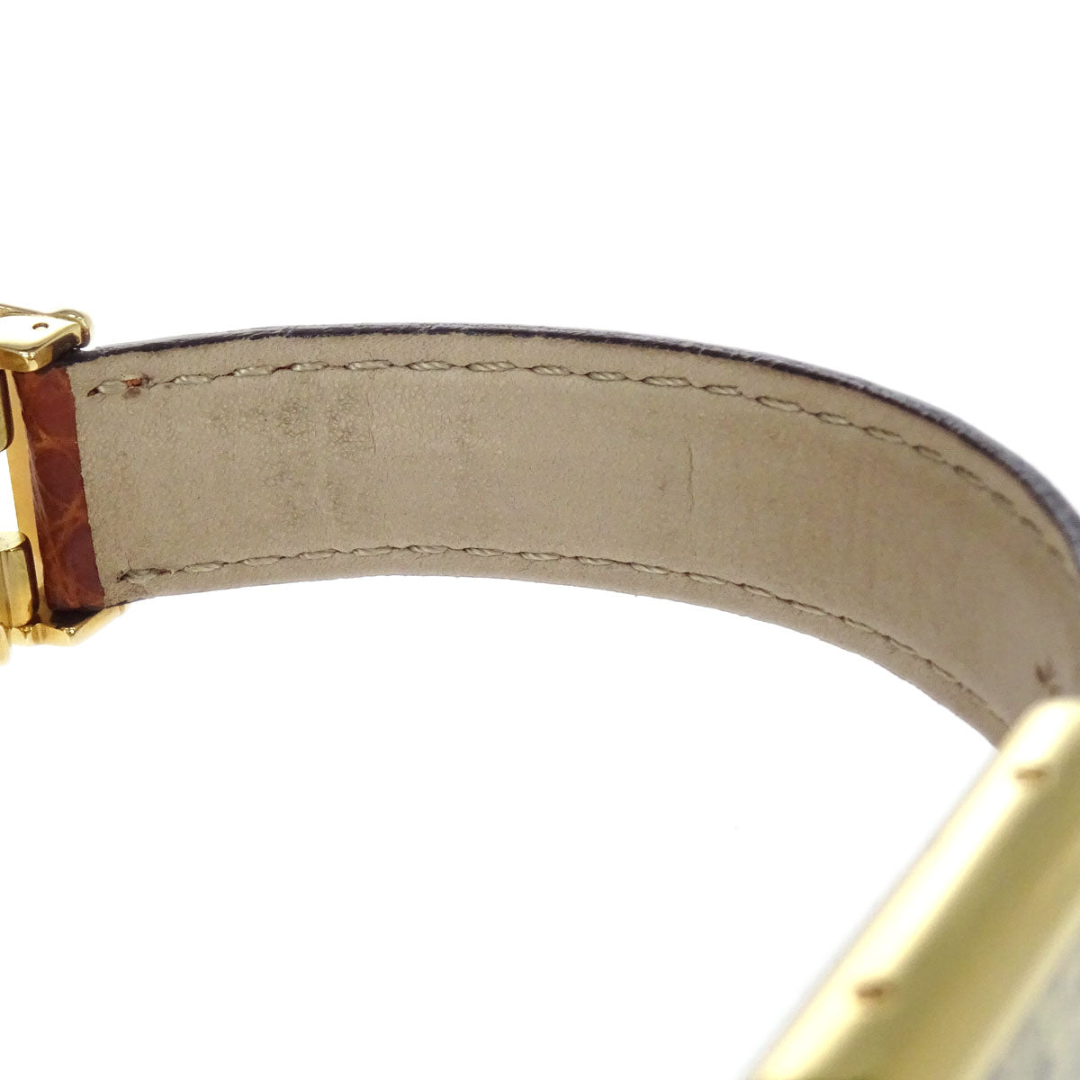 Cartier * Must Tank SM 21mm Ref.2415 Quartz Watch SV925 Crocodile Brown