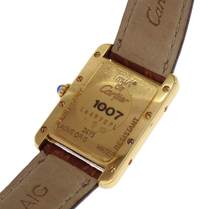 Cartier * Must Tank SM 21mm Ref.2415 Quartz Watch SV925 Crocodile Brown
