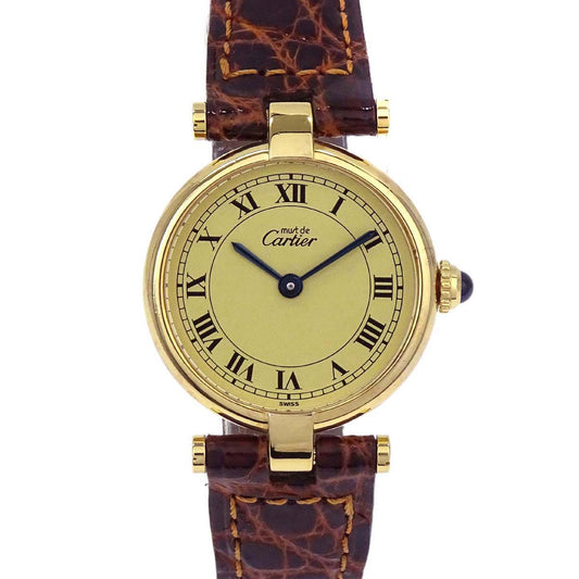 Cartier * Must Vendome Vermeil 22mm Ref.W1002253 Watch SV925 Crocodile