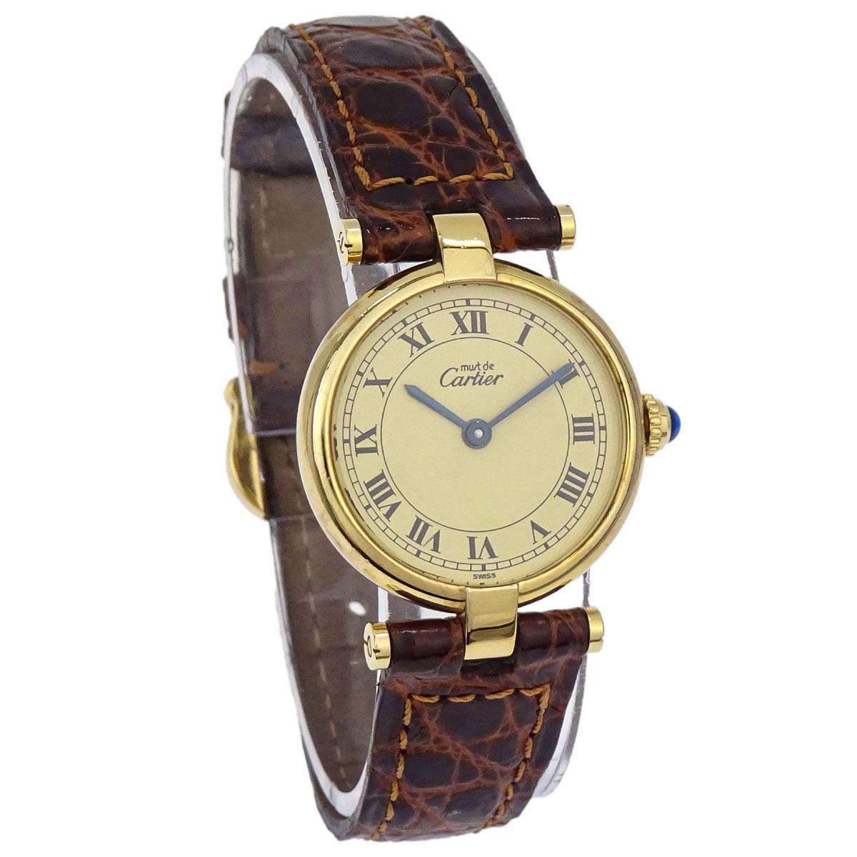 Cartier * Must Vendome Vermeil 22mm Ref.W1002253 Watch SV925 Crocodile