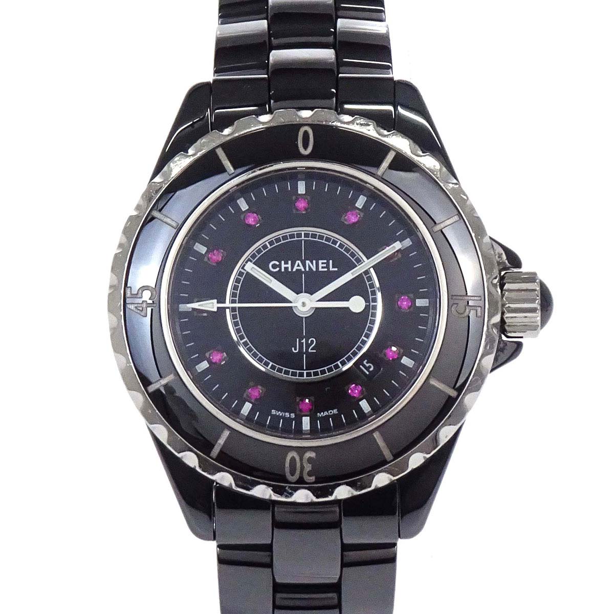 Chanel J12 33mm Ref.H1634 Quartz Watch Ceramic Ruby Black