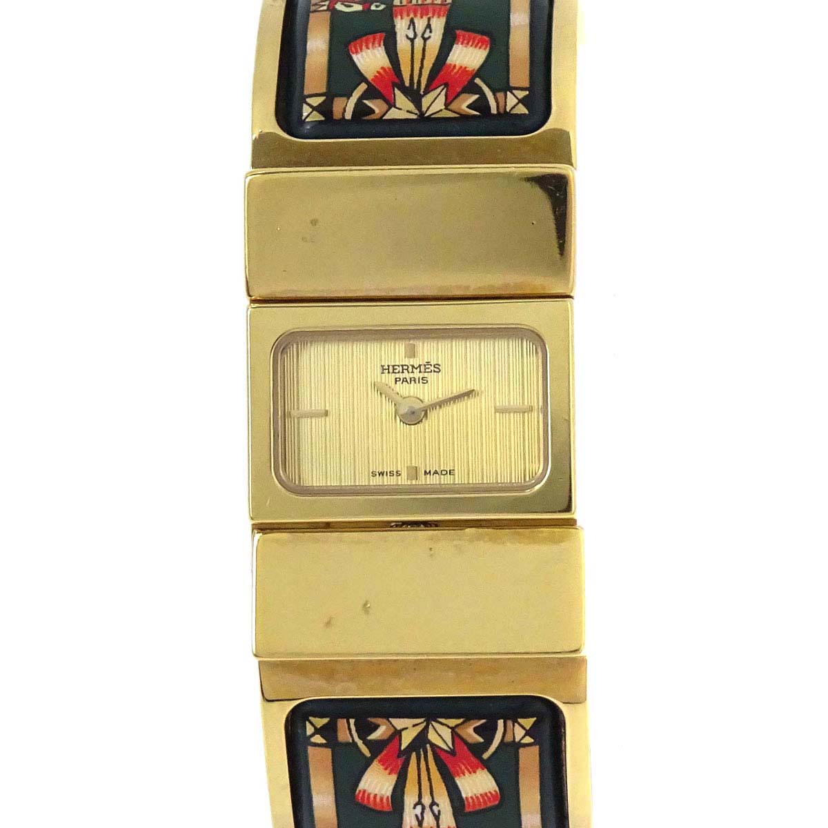 Hermes L01.201 Loquet 20mm Watch Gold Cloisonne Ware